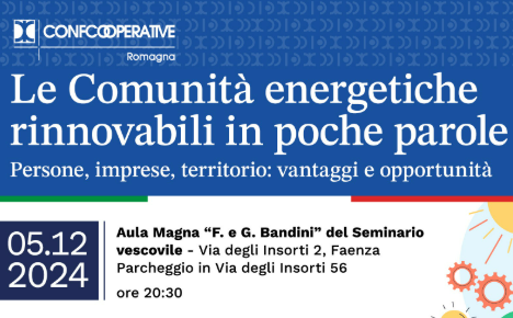 "Le comunità energetiche in poche parole", l'appuntamento a Faenza